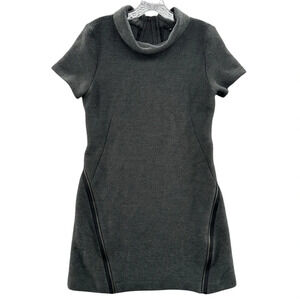 THEORY Gray Knee Length Short Sleeve Sheath Wool Blend Dress